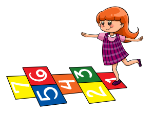 Little Girl Playing Hopscotch @ TicTacTeach.com