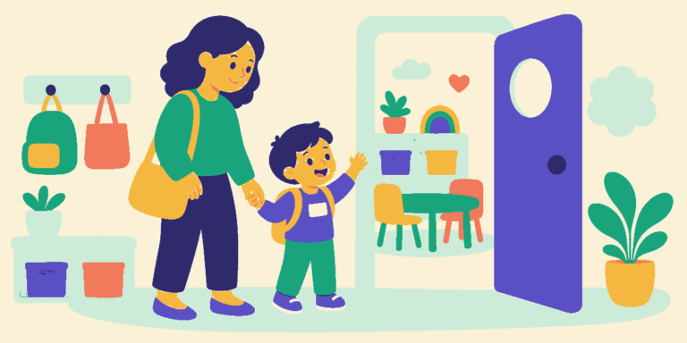 A child starting preschool on the first day