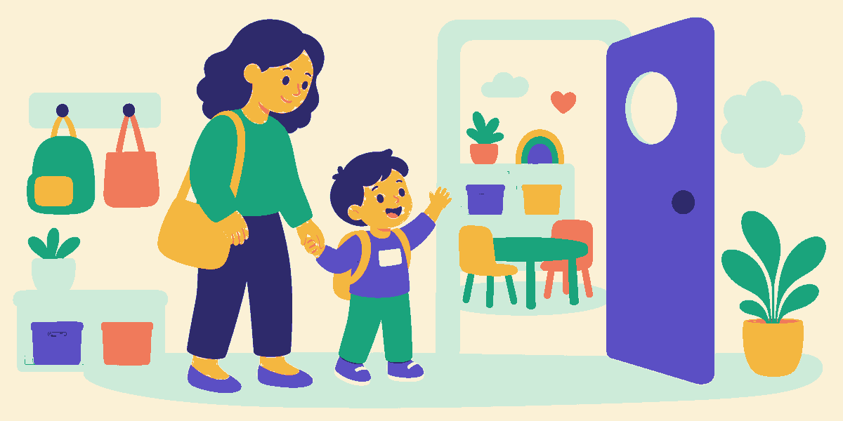 A child starting preschool on the first day